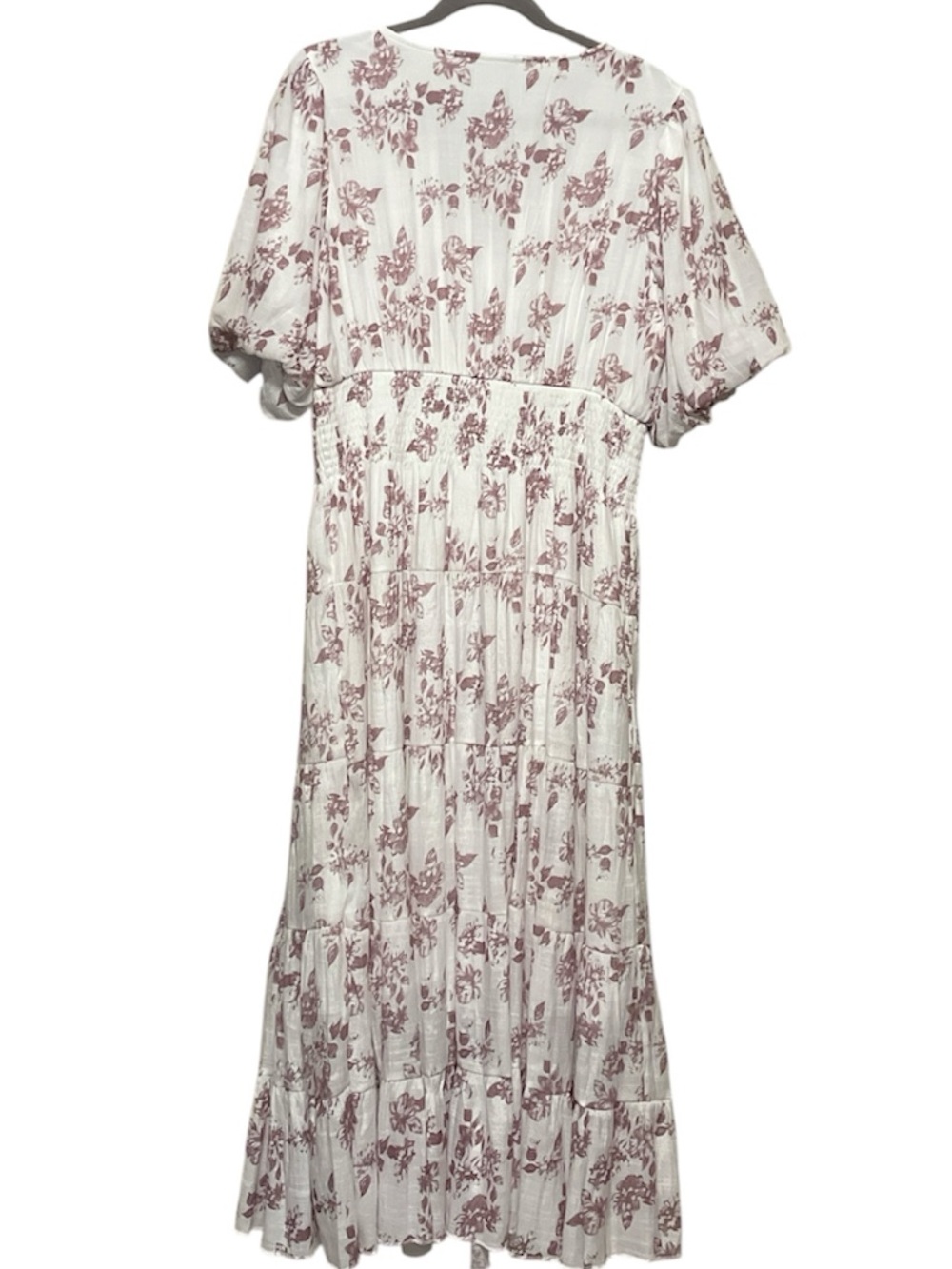 Boho Floral V-Neck Maxi Dress in Dusty Rose and White Size XL I-7 - Picture 2 of 5